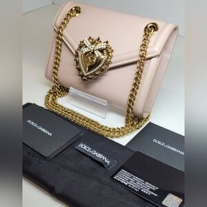 DOLCE & GABBANA DEVOTION Calfskin Shoulder Bag Pink
